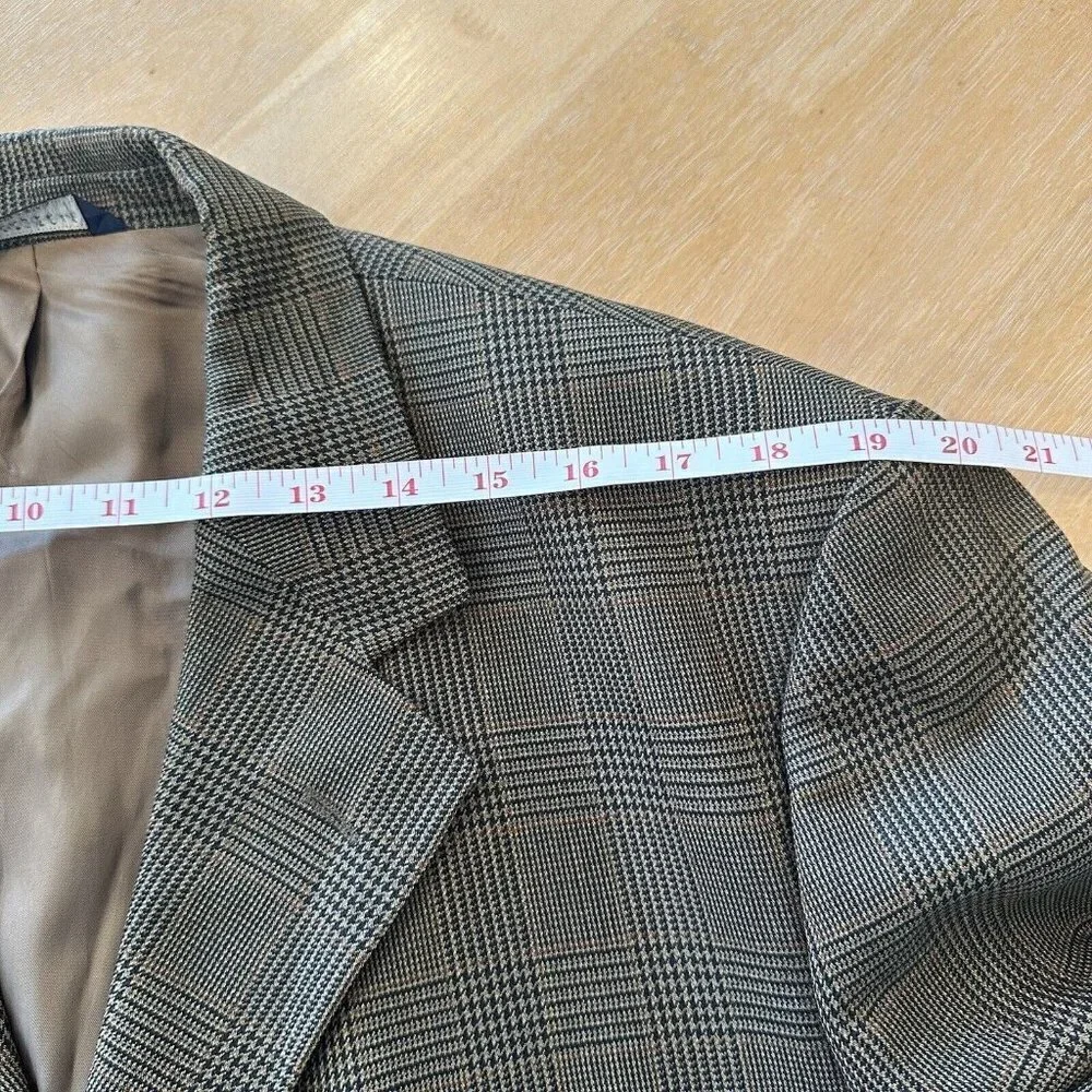 Brooks Brothers 346 Men's 3-Button Blazer Brown Houndstooth‎ 100% Wool Size 44R